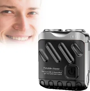Electric Razor for Men, Mini Double Head Rotary Electric Shavers, Travel Rechargeable Semi-Automatic Razors, Small Portable Beard Trimmer (Black)
