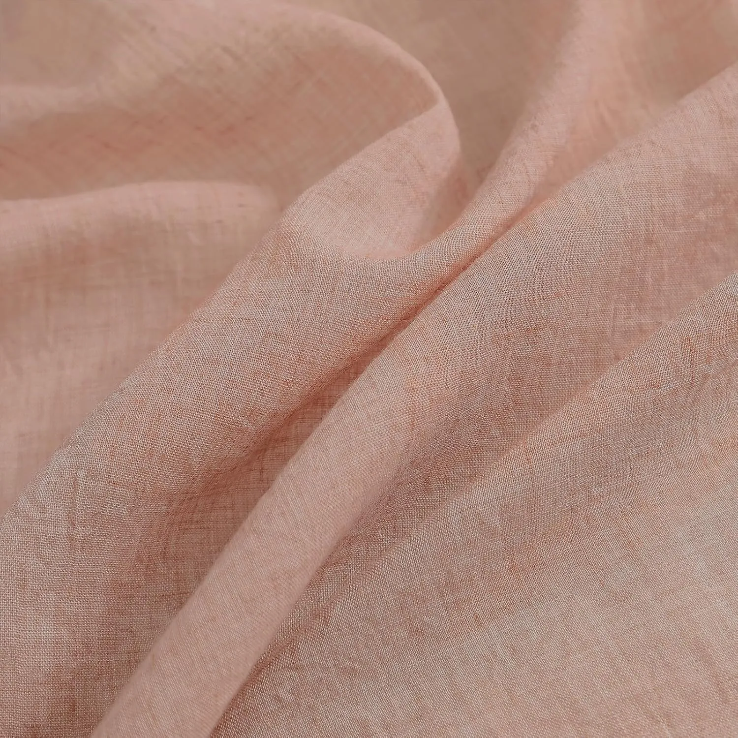 Elegant Blush Pink Sheer Curtains Cotton Linen Textured for Living Room, Bedroom Soft Light Filtering Crinkle Sheer Drapes Natural Rod Pocket Crepe Curtains, W52 x L84 inch, 2 Panels