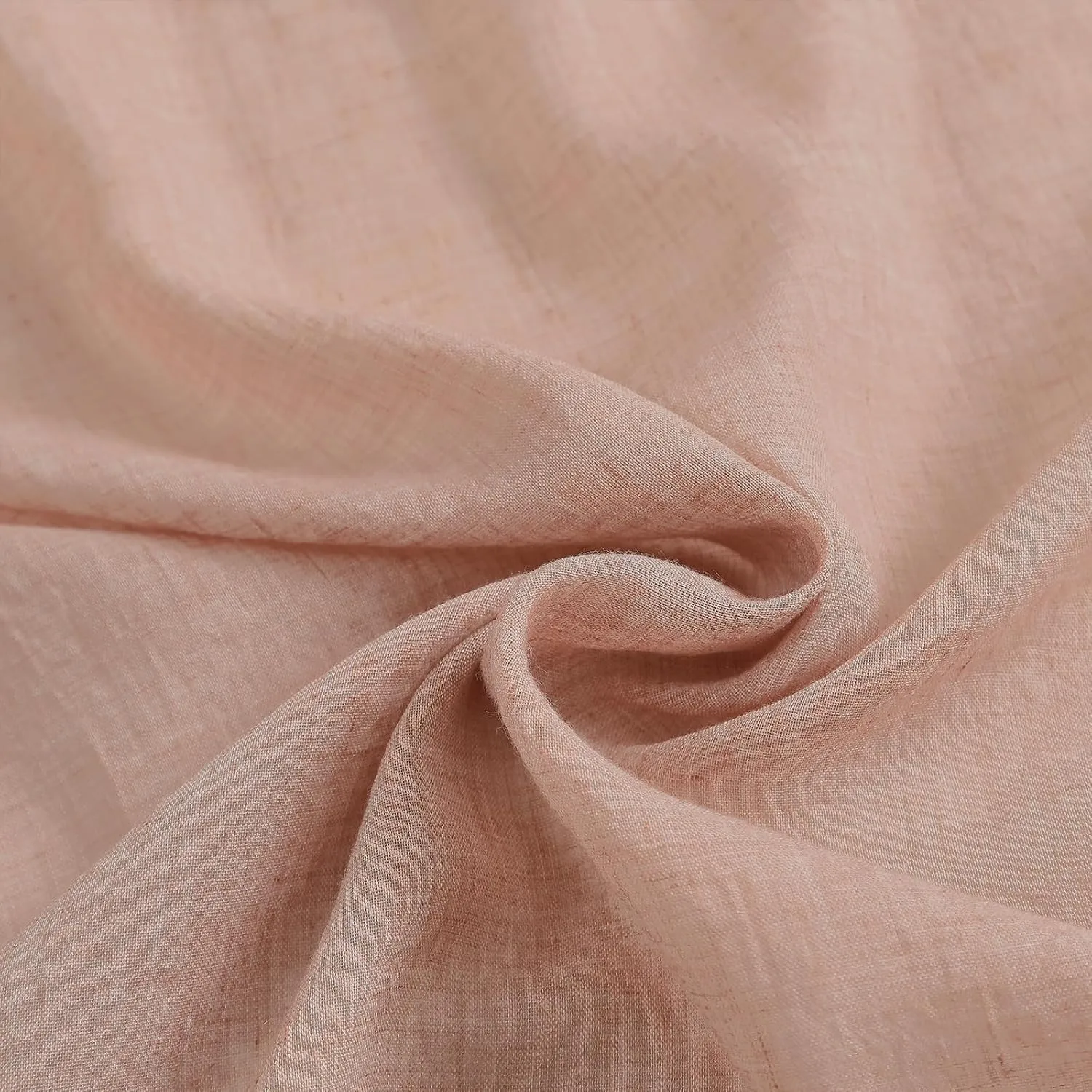 Elegant Blush Pink Sheer Curtains for Living Room, Bedroom Soft Light Filtering Cotton Linen Farmhouse Crepe Sheer Drapes Natural Voile Curtains Rod Pocket, W52 x L63 inch, 2 Panels