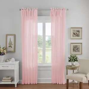 Elrene Home Fashions Jolie Crushed Semi-Sheer Window Curtain, Adjustable Tie-Top Single Panel, 52" x 84" (1 Panel), Blush