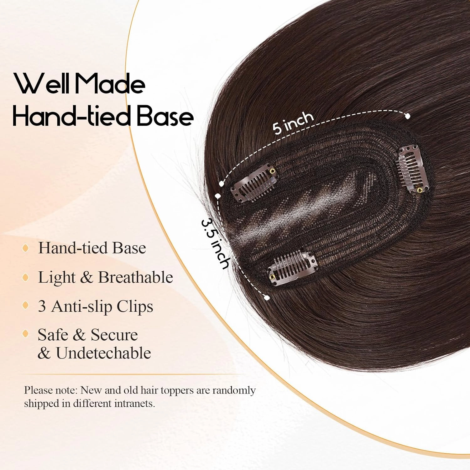 EMMOR 14 Inch Toppers for Thinning Hair, Synthetic Pieces With Non-Slip Clips, Hand-Woven Base, Extra Volume for Women With Hair Loss (Brown)