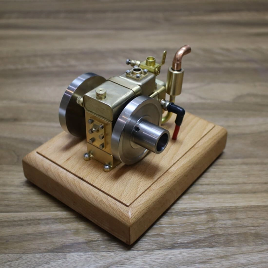 Engine Model Kits That Runs, 1.6CC 4-Stroke Water-Cooled Single-Cylinder Gasoline Engine with Wooden Base, Educational Desktop Model for Engine Enthusiasts