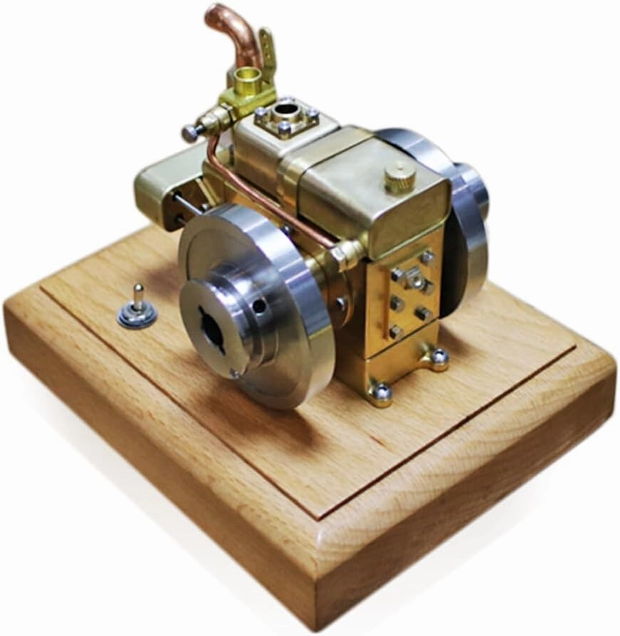Engine Model Kits That Runs, 1.6CC 4-Stroke Water-Cooled Single-Cylinder Gasoline Engine with Wooden Base, Educational Desktop Model for Engine Enthusiasts