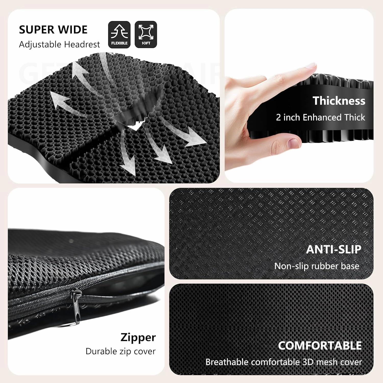 Enlarged Gel Seat Cushion 19in Super Large Thick, Gel Cushion Seat for Pressure Relief for Long Siiting, Coccyx Sciatica Pain Relief, Egg Cushion Chair Seat Pads for Wheelchair Car Office Chair