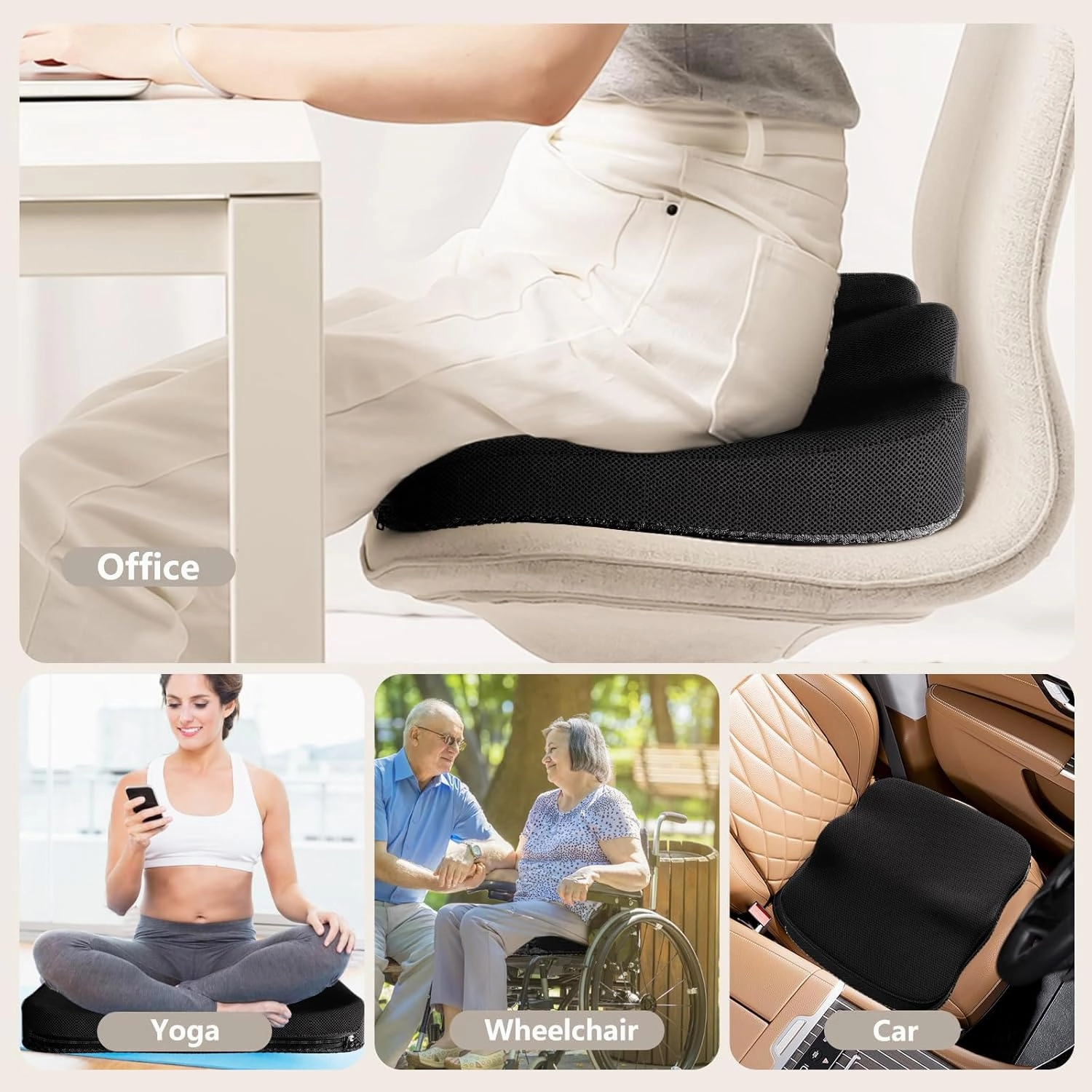 Enlarged Gel Seat Cushion 19in Super Large Thick, Gel Cushion Seat for Pressure Relief for Long Siiting, Coccyx Sciatica Pain Relief, Egg Cushion Chair Seat Pads for Wheelchair Car Office Chair