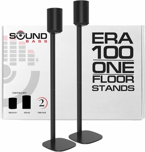 ERA100 Floor Stand, Twin (2pcs), Compatible with Sonos ERA 100, Sonos One or Play 1 Speakers, Accessories Included. Designed in The UK, Double, Pair (Black)