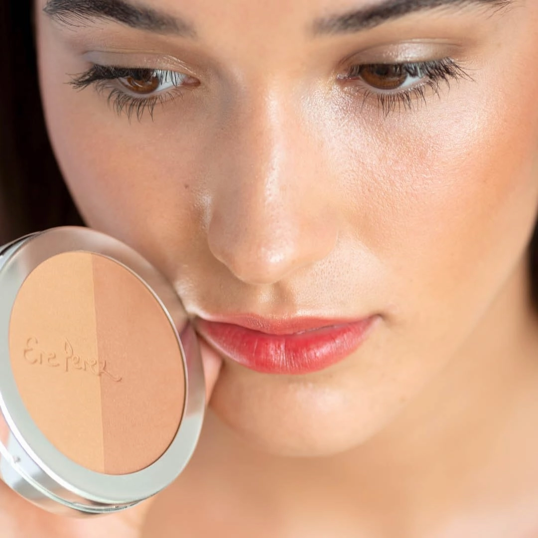 Ere Perez - Natural Rice Powder Bronzer   Contour | Oil Absorbing, Velvet Shimmer Finish, Medium Coverage | Sunflower   Chamomile Oil, Vitamin E | Vegan, Cruelty-Free, Clean Beauty (Tulum)