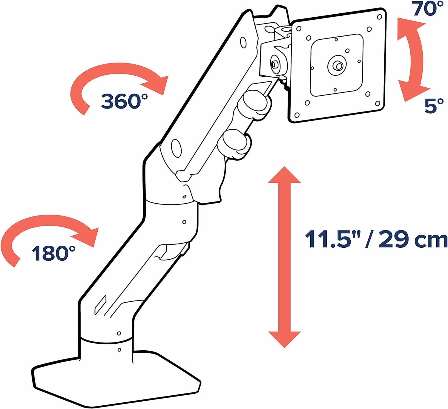 Ergotron – HX Premium Heavy Duty Monitor Arm, Single Monitor VESA Desk Mount – for Flat or Slight Curved Ultrawide Monitors Up to 49 inches, 20 to 42 lbs – Standard Pivot, Polished Aluminum