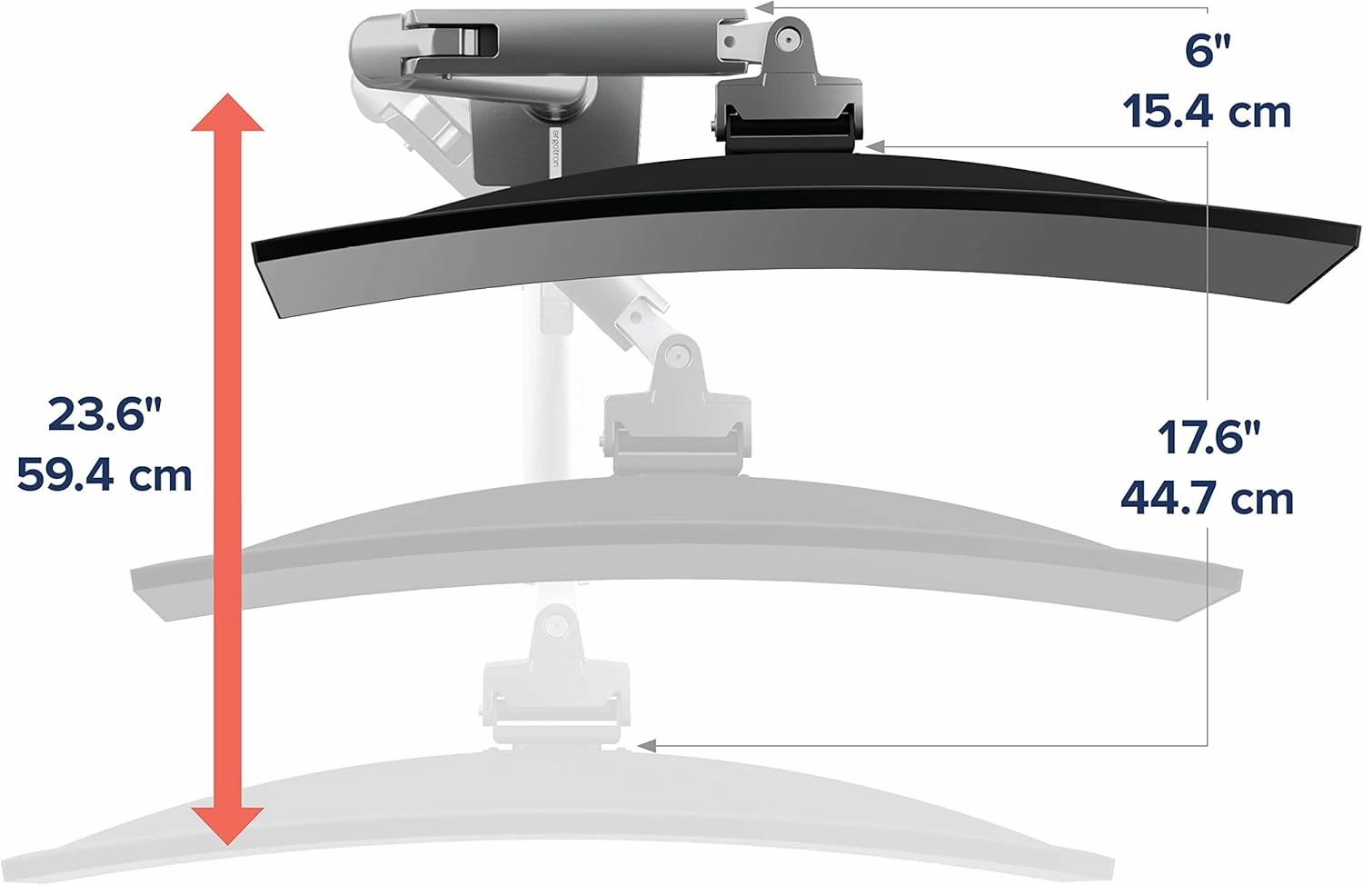 Ergotron – HX Premium Heavy Duty Monitor Arm, Single Monitor VESA Desk Mount – for Flat or Slight Curved Ultrawide Monitors Up to 49 inches, 20 to 42 lbs – Standard Pivot, Polished Aluminum