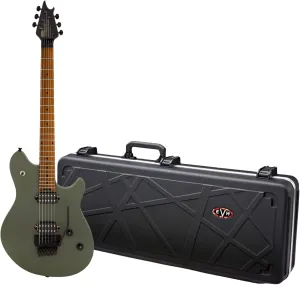 EVH Wolfgang Standard 6-String Electric Guitar with Maple Neck (Right-Handed, Matte Army Drab) Bundle with EVH Wolfgang Solid Body Electric Guitar Weather-Resistant Hard Case(Black) (2 Items)