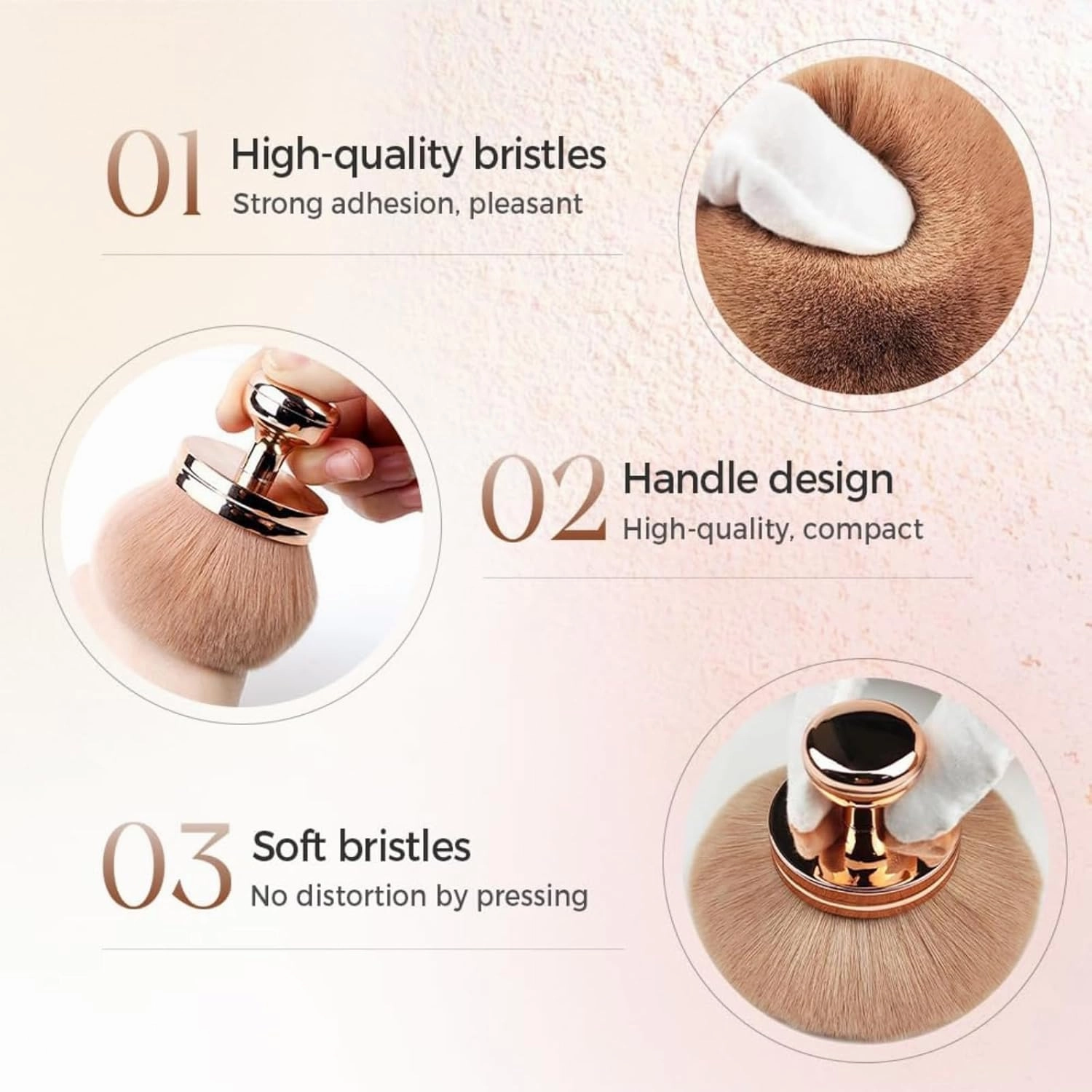 Extra Large Body Makeup Brush, 74mm Wide-Headed Self Tanner Brush, Body Makeup Brush, Multiple Colors (Black hair and golden handle Light brown hair and black stalks)