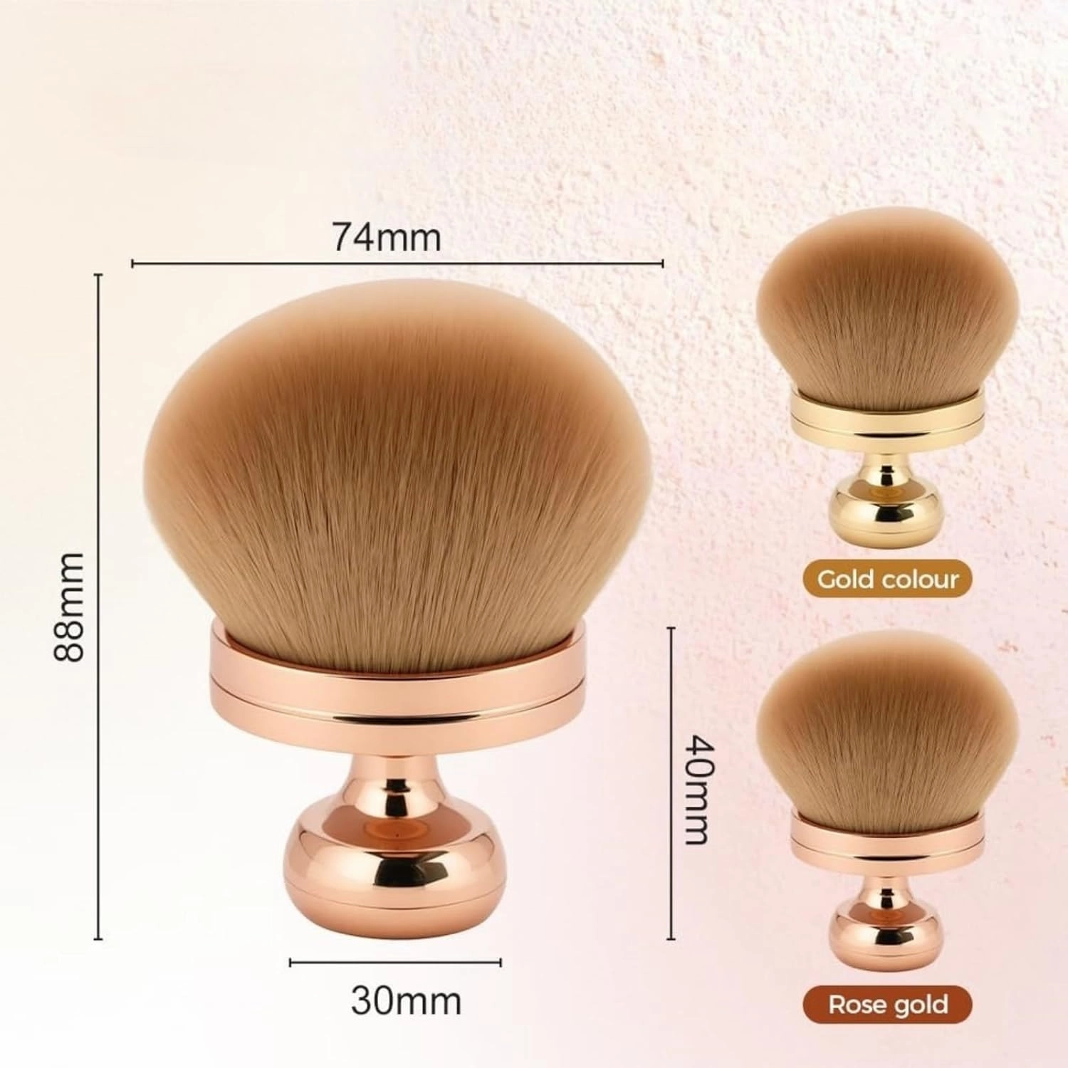Extra Large Body Makeup Brush, 74mm Wide-Headed Self Tanner Brush, Body Makeup Brush, Multiple Colors (Black hair and golden handle Light brown hair and black stalks)