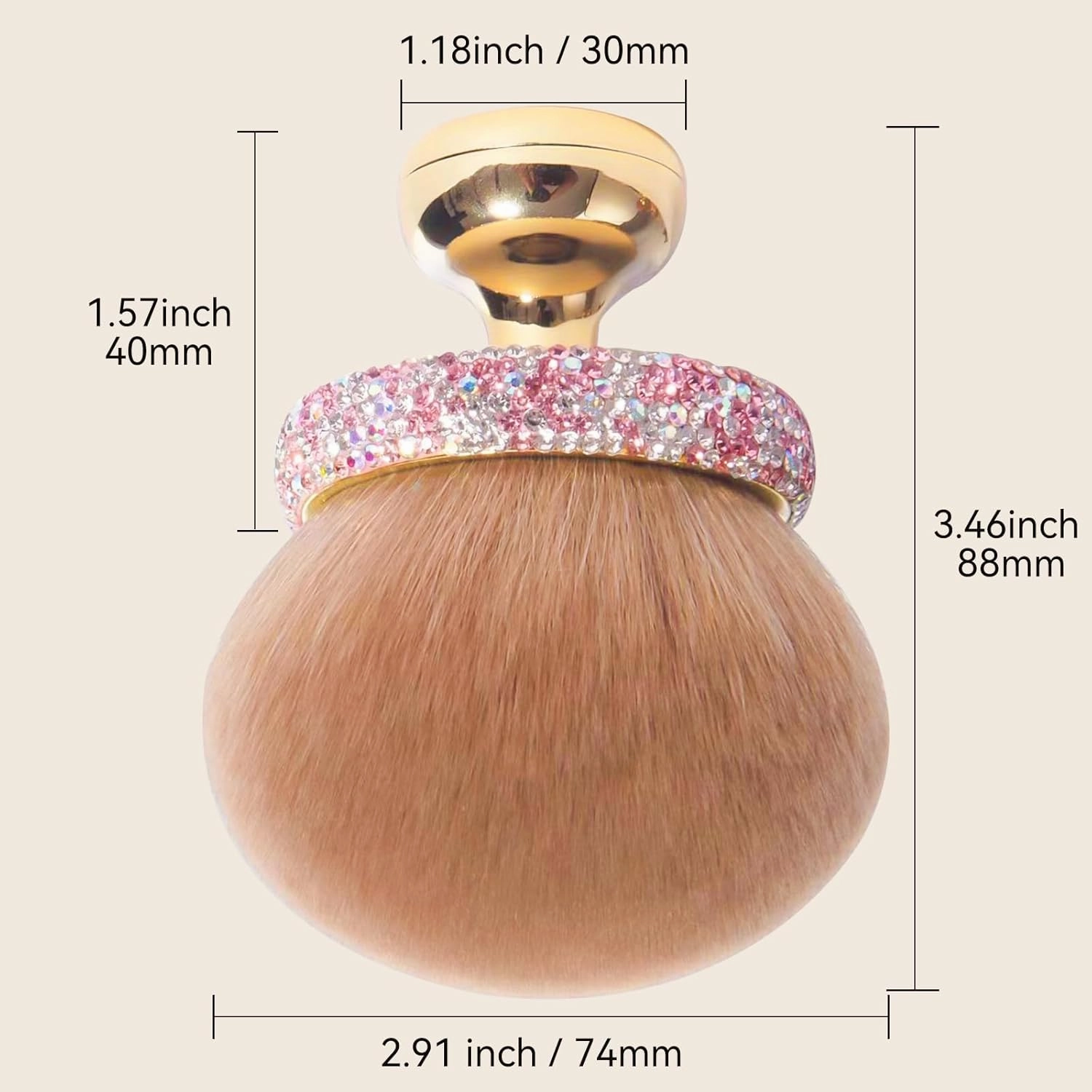 Extra Large Body Makeup Brush for Self Tanner, 3 Inch Width Self Tanning Kabuki Brush, Powder, Foundation, Blusher, Bronzer, Oval Face Leg Makeup Brush with Drawstring Bag&box (Diamond)