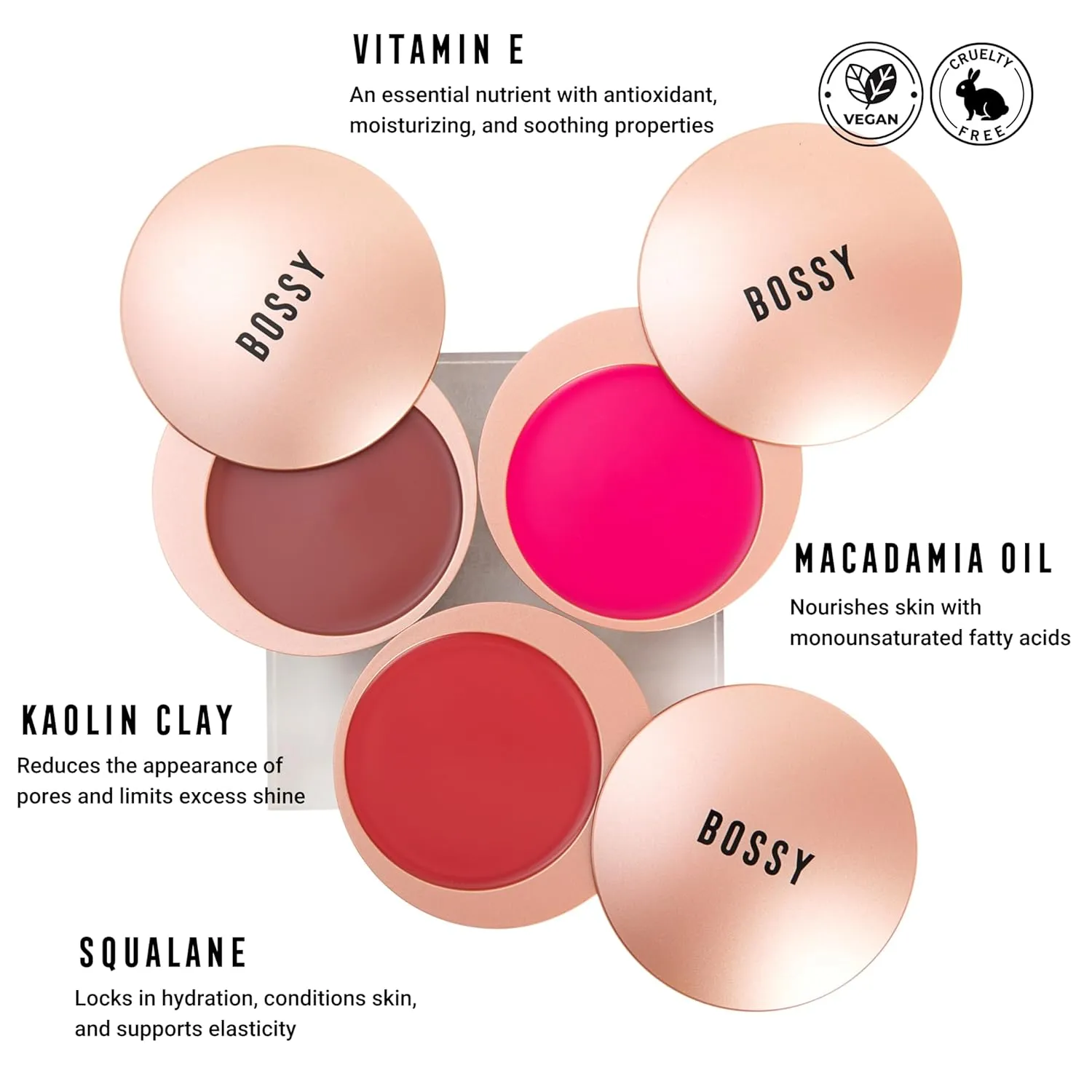 Extremely Bossy By Nature Buttery Blush - Deeply Pigmented, Infused with Kaolin Clay, Macadamia Oil, Squalane (Perseverance - Bright Red)