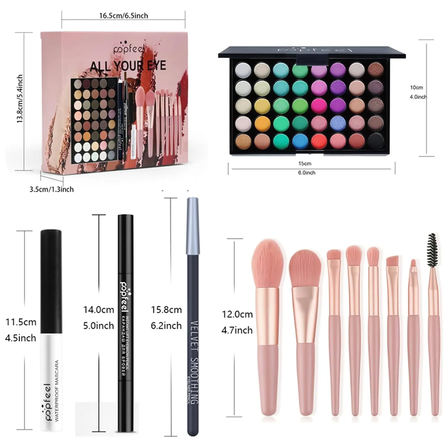 Eye Makeup Kits for Women, Eye Makeup Set for Beginners, Mother's Day Gifts for Women Girls, Makeup Essential Bundle Includes Eyebrow Pencil, Eyeliner Pen, Mascara, Eyeshadow Palette,Brushes