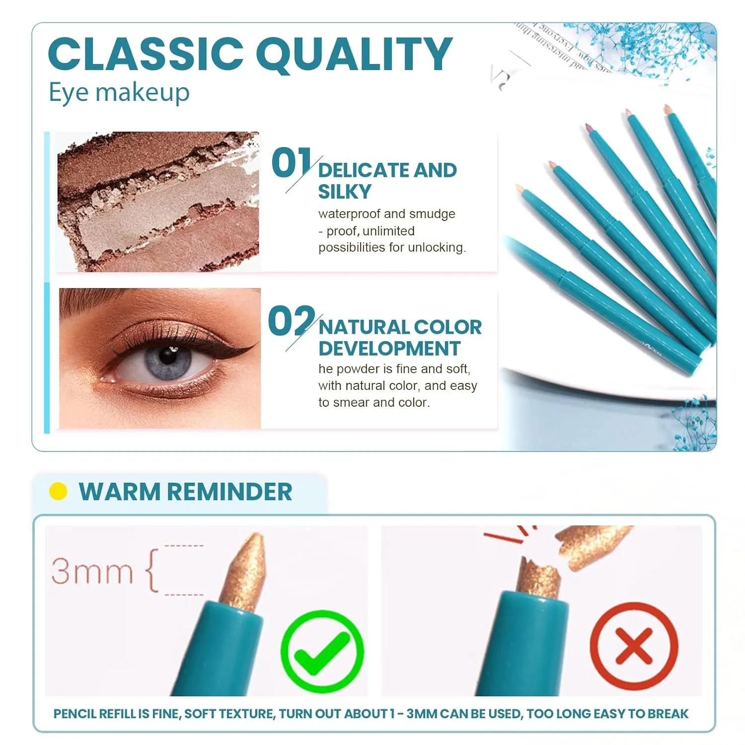 Eye Stick Eye Shadow Stick Long Lasting Waterproof, Eye Brightener Sticks, Shimmer Creamy Eye Shadow Makeup (05#golden)