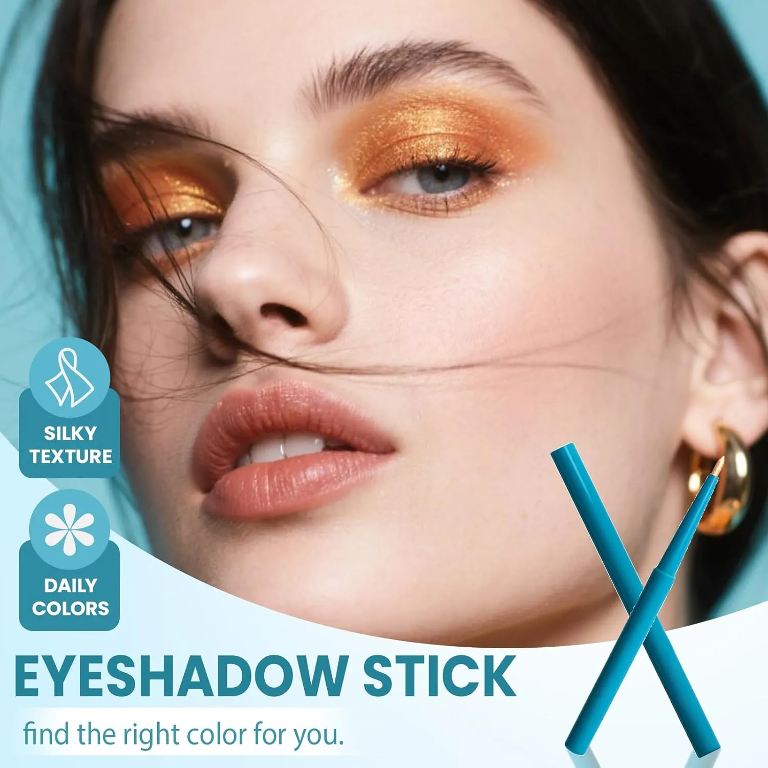 Eye Stick Eye Shadow Stick Long Lasting Waterproof, Eye Brightener Sticks, Shimmer Creamy Eye Shadow Makeup (05#golden)