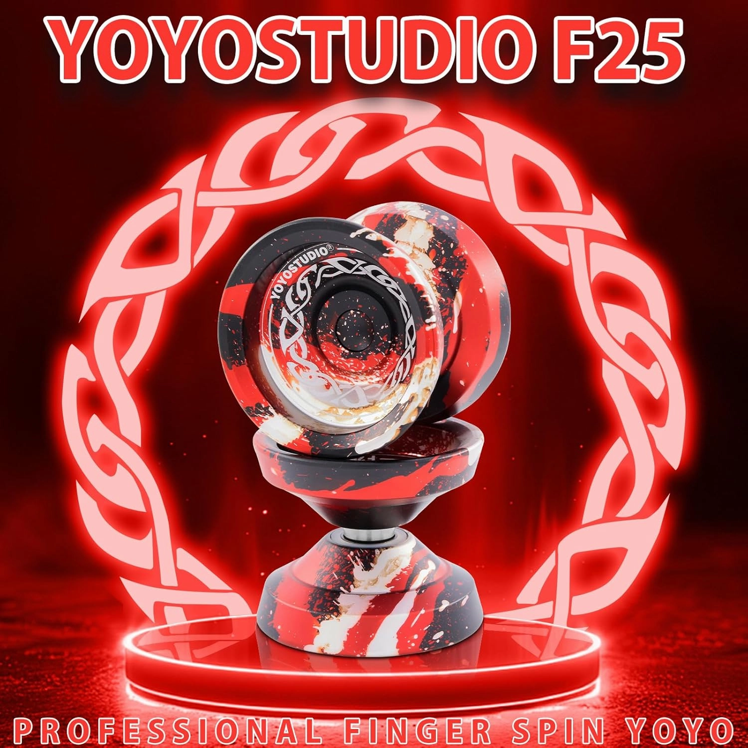 F25 Finger Spin Yoyo Professional Responsive Yoyo for Kids & Adults, Professional Trick Yoyos with Unrsponsive Yoyos Accessory Kit, 10 Yo-Yo Strings, Case & Glove - Black Red Silver