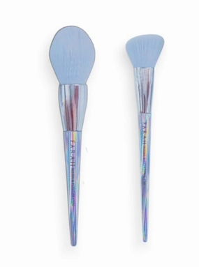 F.A.R.A.H® Essential Duo Holographic Brush Set – Vegan Bristles, Angled Contour & Pointed Powder Brush