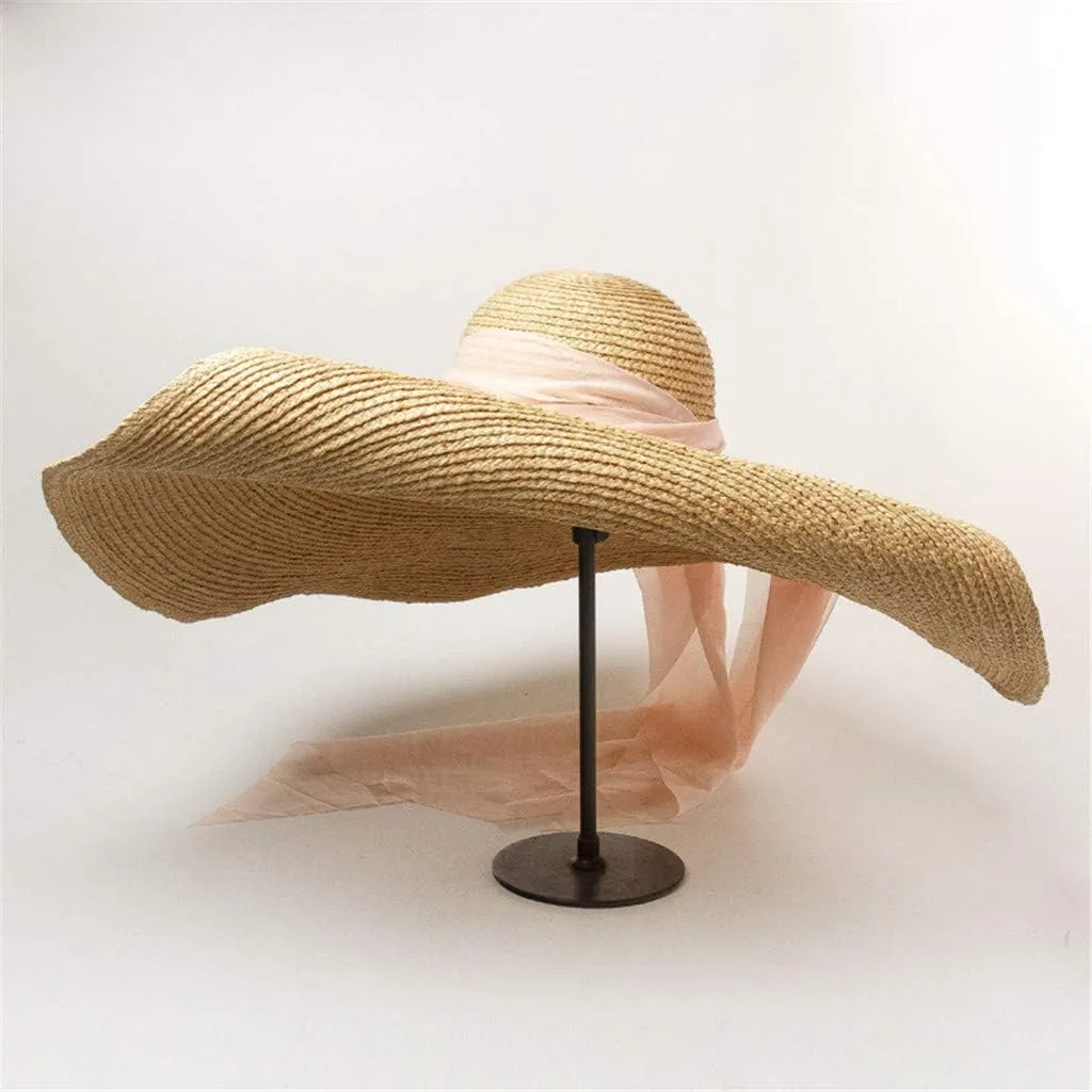 Fedora Straw Sun Hat for Men Women Foldable Roll Up Short Brim Trilby Hat Panama Beach Hat UPF 50  Summer Beach Hat