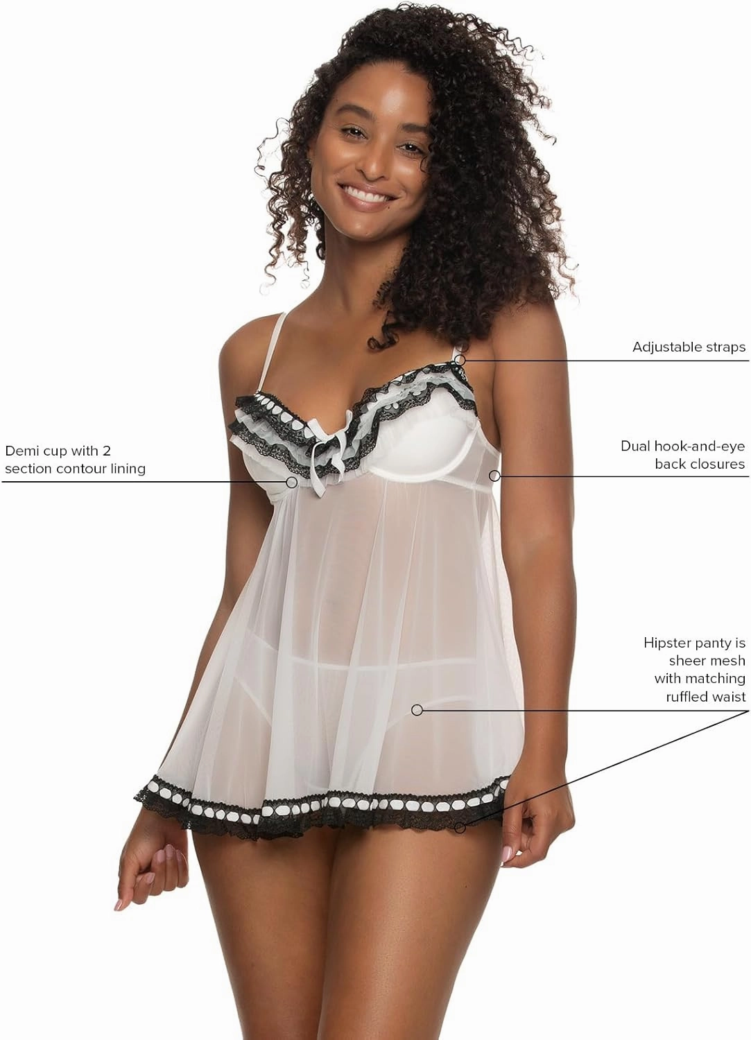 Felina Ruffles Galore Chemise with Hipster Panty, Womens Lingerie