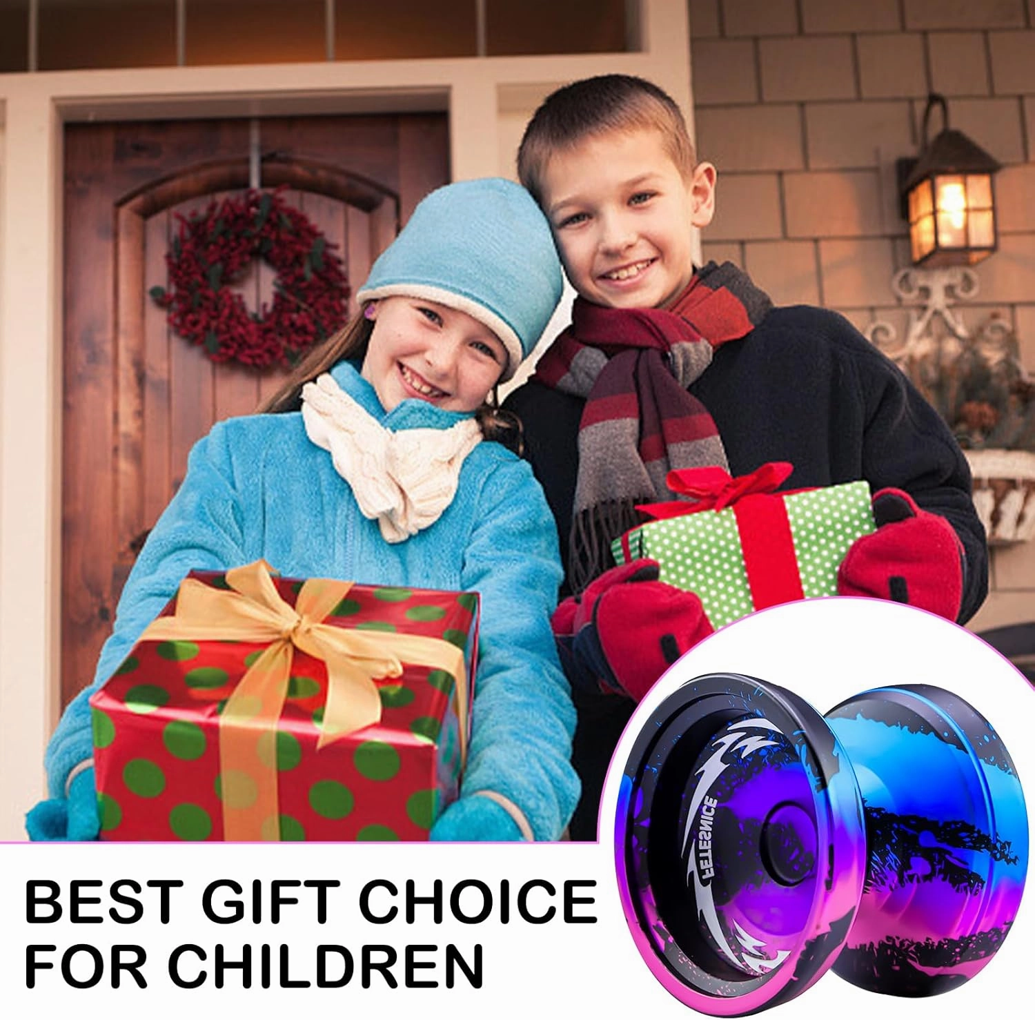 FETESNICE FS23 Metal Yo-Yo Professional - Responsive Trick Yoyo for Kids 8-12 Beginners & Adults, Finger Spin Yo-Yo with 10 Strings, Case, Glove & Adjustable Bearing Kit -Black Blue Pink