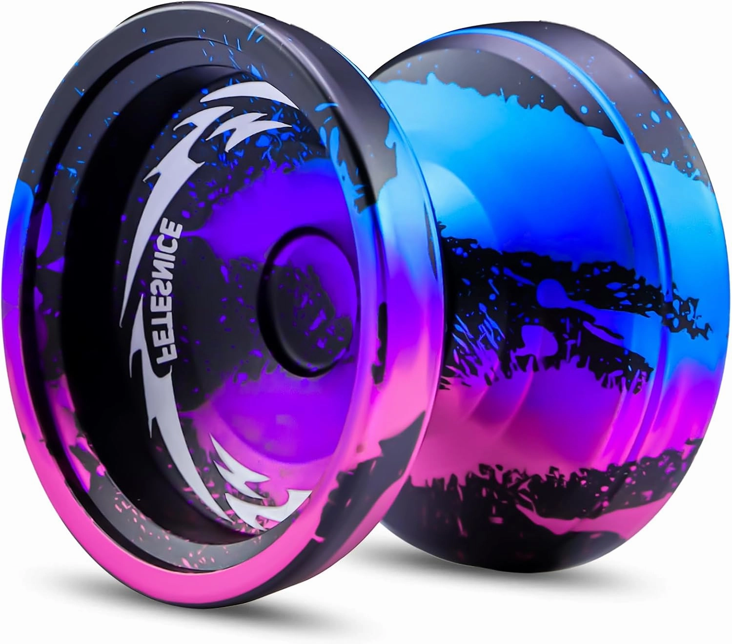 FETESNICE FS23 Metal Yo-Yo Professional - Responsive Trick Yoyo for Kids 8-12 Beginners & Adults, Finger Spin Yo-Yo with 10 Strings, Case, Glove & Adjustable Bearing Kit -Black Blue Pink