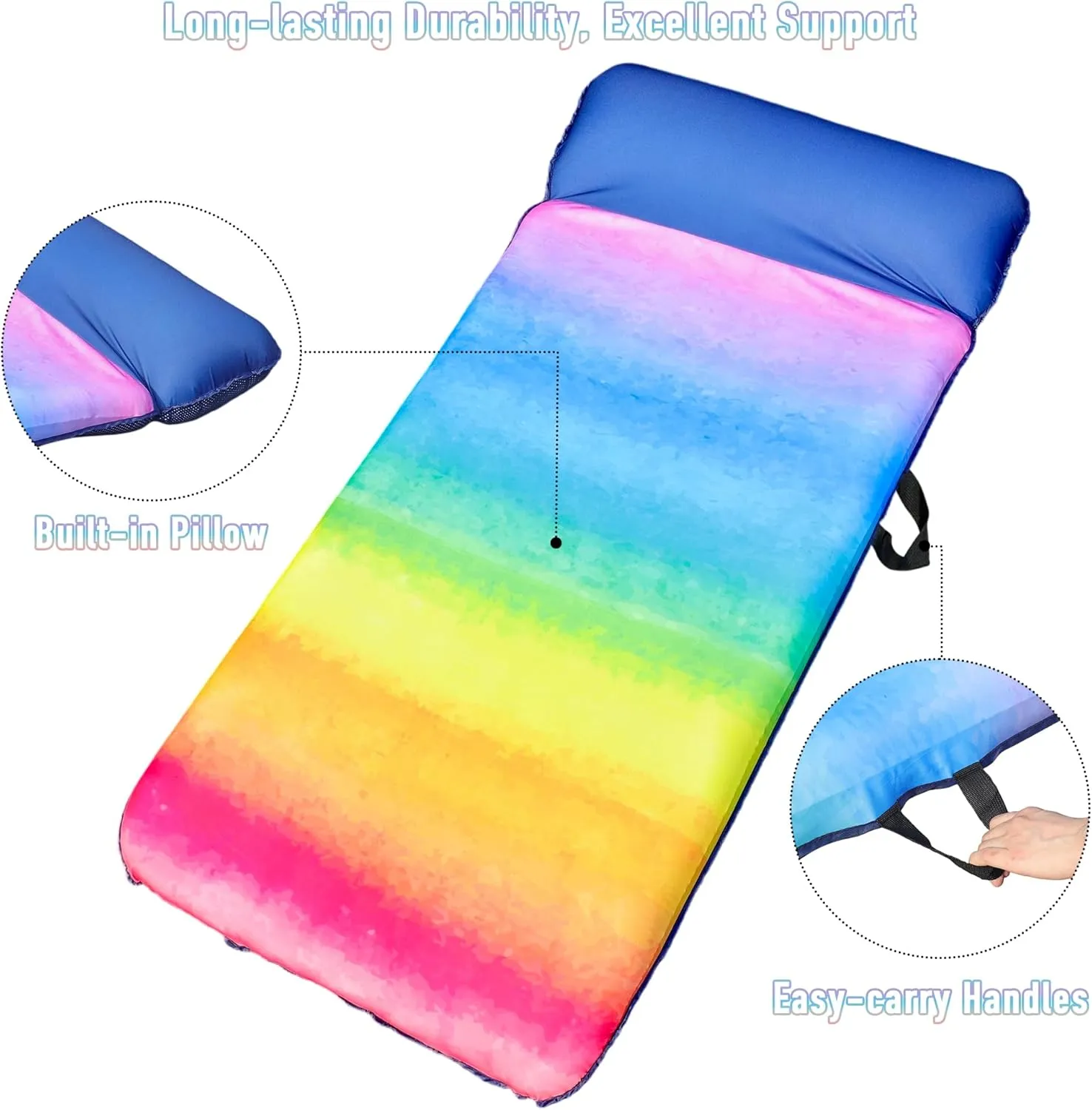 FindUWill Oversized Pool Float Lounge, 72" X 37" Extra Large Fabric-Covered Pool Floats for Adults, Inflatable Contour Lounger with Headrest Ultra-Comfort Cooling Pool Raft (XL, Monstera)