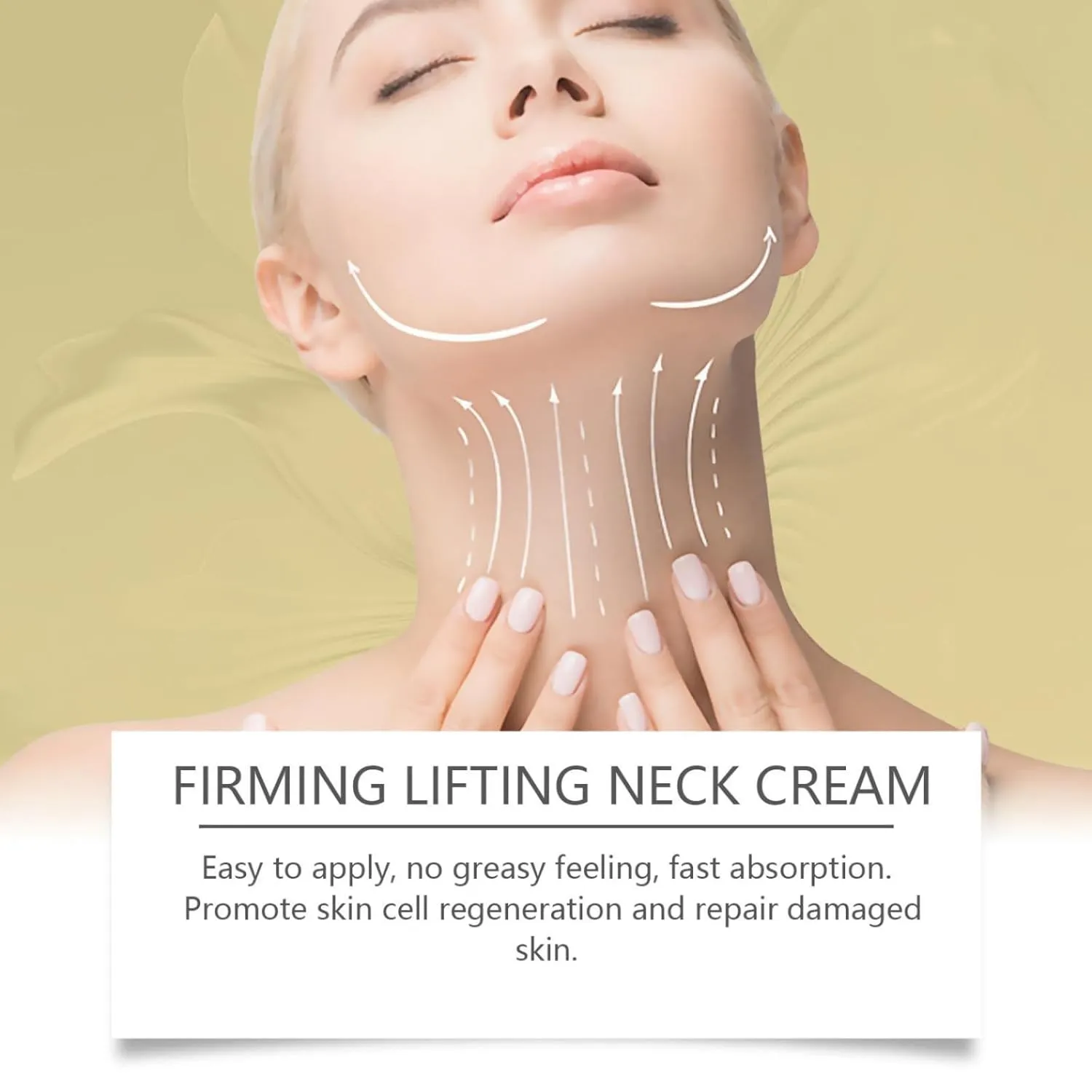 Firming Neck Cream for Crepey Skin Body Care Comfort,Roller Neck Cream, Contains Hexapeptide Moisturizing, AH-8 Tightening Lotions Cosmetic Skin Care Skin Repair (Gold, 2PC)
