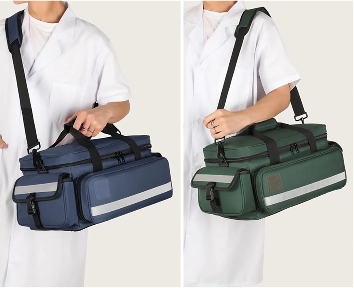 First Responder Trauma Bag Empty EMS Shoulder Bag | Professional First Aid Kit Bag with 4 Large Compartments for Emergency Supplies(Green)