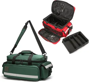 First Responder Trauma Bag Empty EMS Shoulder Bag | Professional First Aid Kit Bag with 4 Large Compartments for Emergency Supplies(Green)