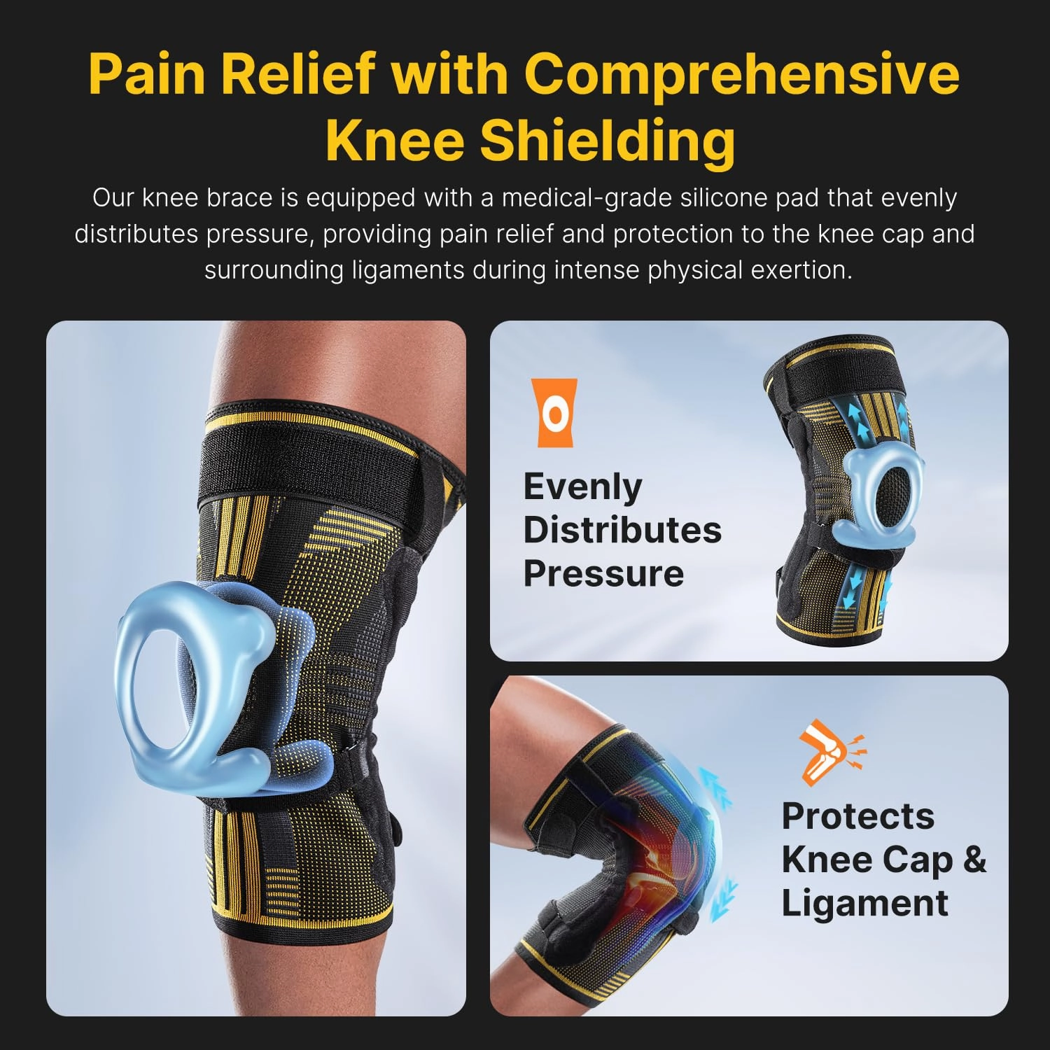 Fit Geno Knee Brace with Side Stabilizers: Breathable Knee Sleeve w/ Patented Patella Gel Pad for Maximum Pain Relief - Ultimate Knee Support and Fast Recovery from Meniscus Tear Arthritis ACL PCL Men & Women (Large)