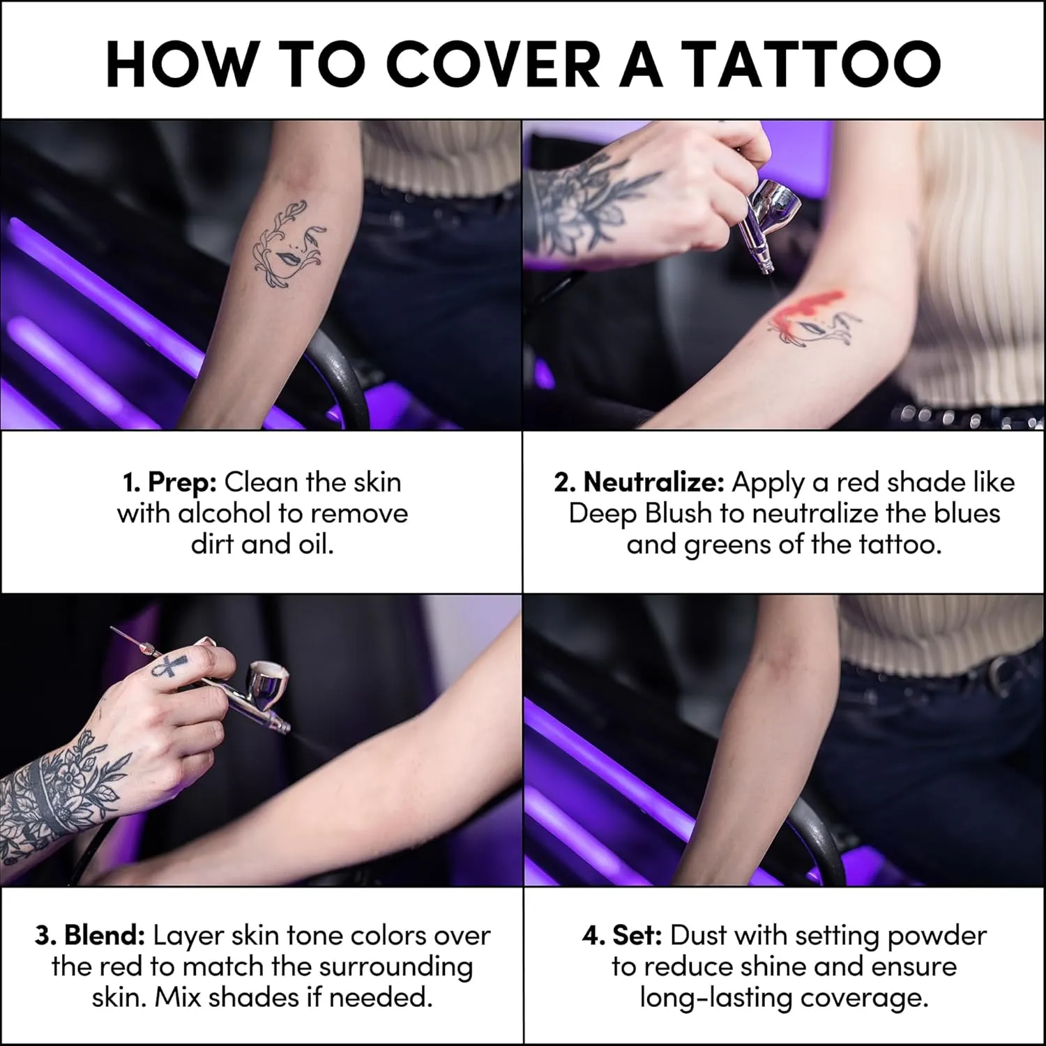 Flesh Tone Alcohol Airbrush Paints - 2 fl oz, Skin Safe, Quick Dry, Waterproof, Sweatproof, Transferproof Liquid Makeup for Tattoo Cover-Up, Bodypainting, FX Makeup - Deep Blush