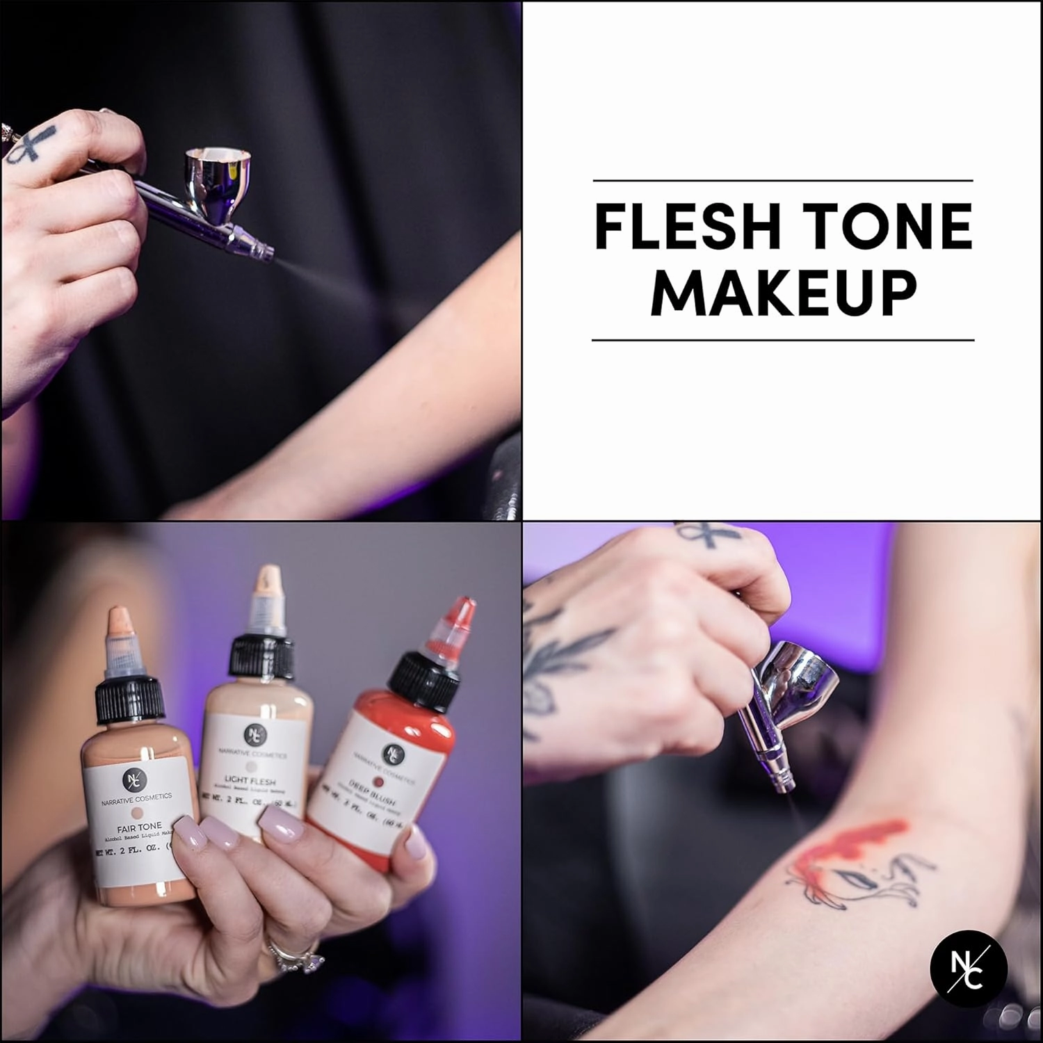 Flesh Tone Alcohol Airbrush Paints - 2 fl oz, Skin Safe, Quick Dry, Waterproof, Sweatproof, Transferproof Liquid Makeup for Tattoo Cover-Up, Bodypainting, FX Makeup - Soft Yellow