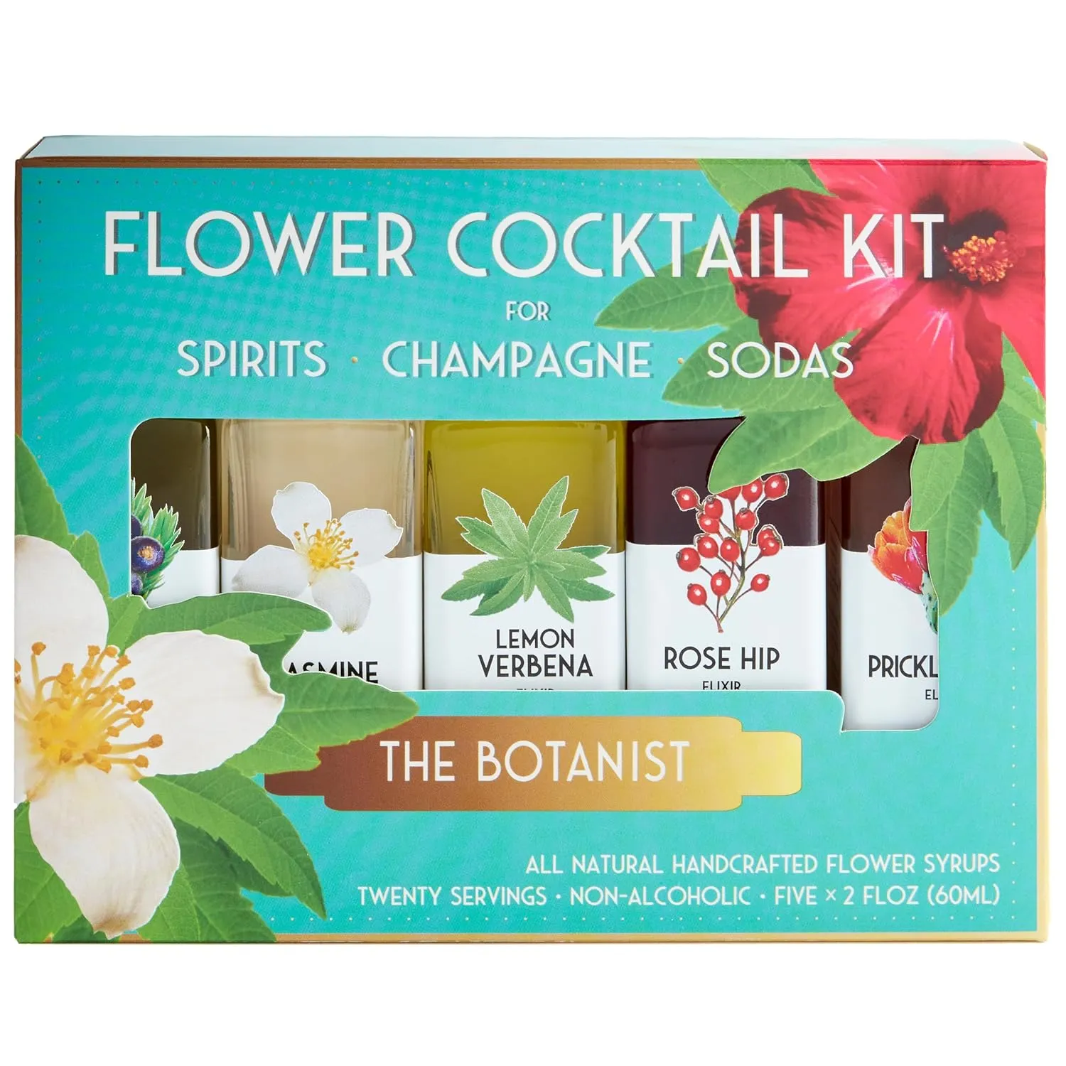 Floral Elixir Co. - All Natural Flower Syrup Cocktail Kit - Gift Set - Assortment of 5 (2 oz) Elixirs (The Botanist)