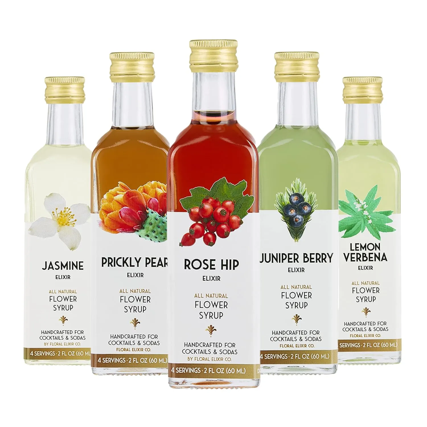 Floral Elixir Co. - All Natural Flower Syrup Cocktail Kit - Gift Set - Assortment of 5 (2 oz) Elixirs (The Botanist)