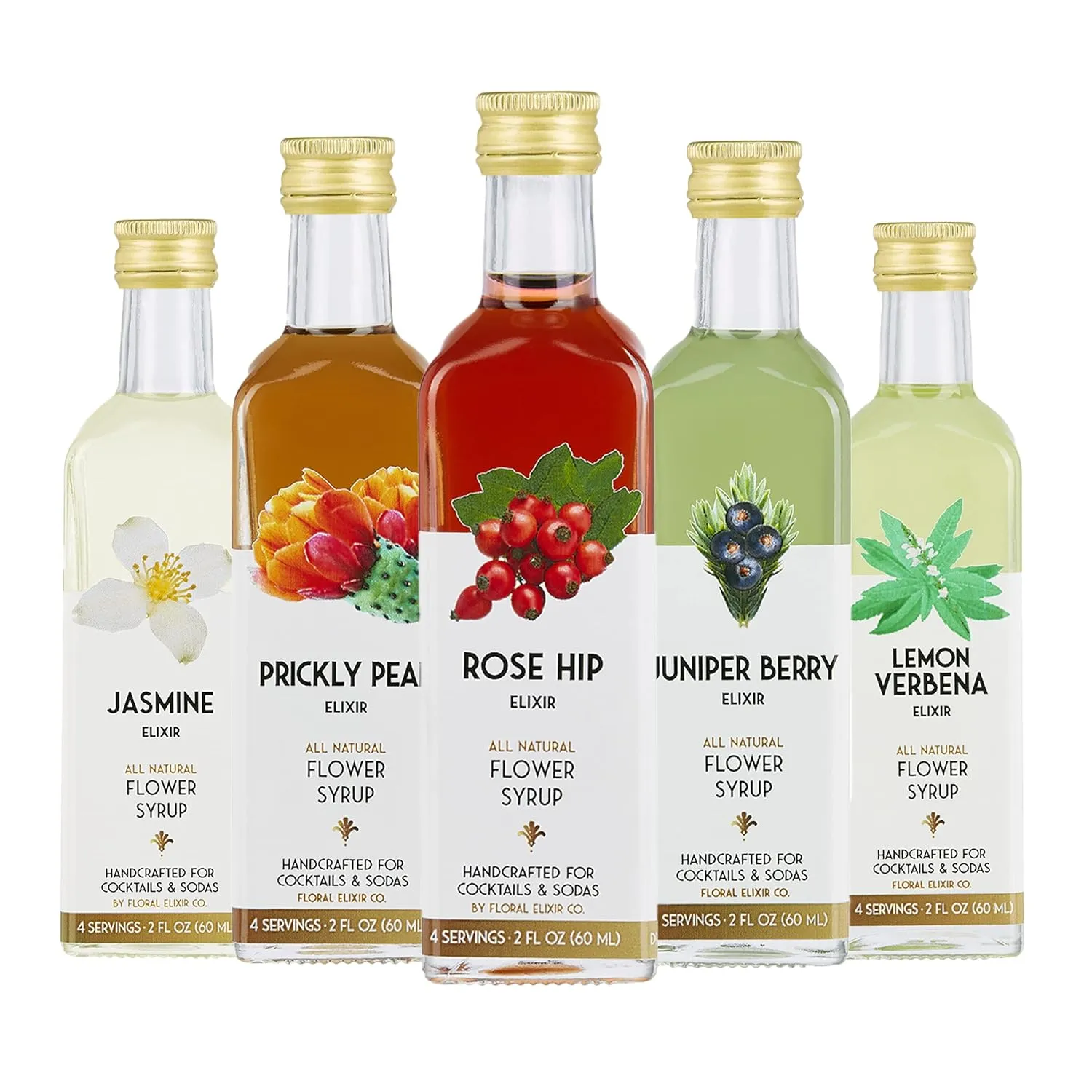 Floral Elixir Co. - All Natural Flower Syrup Cocktail Kit - Gift Set - Assortment of 5 (2 oz) Elixirs (The Botanist)