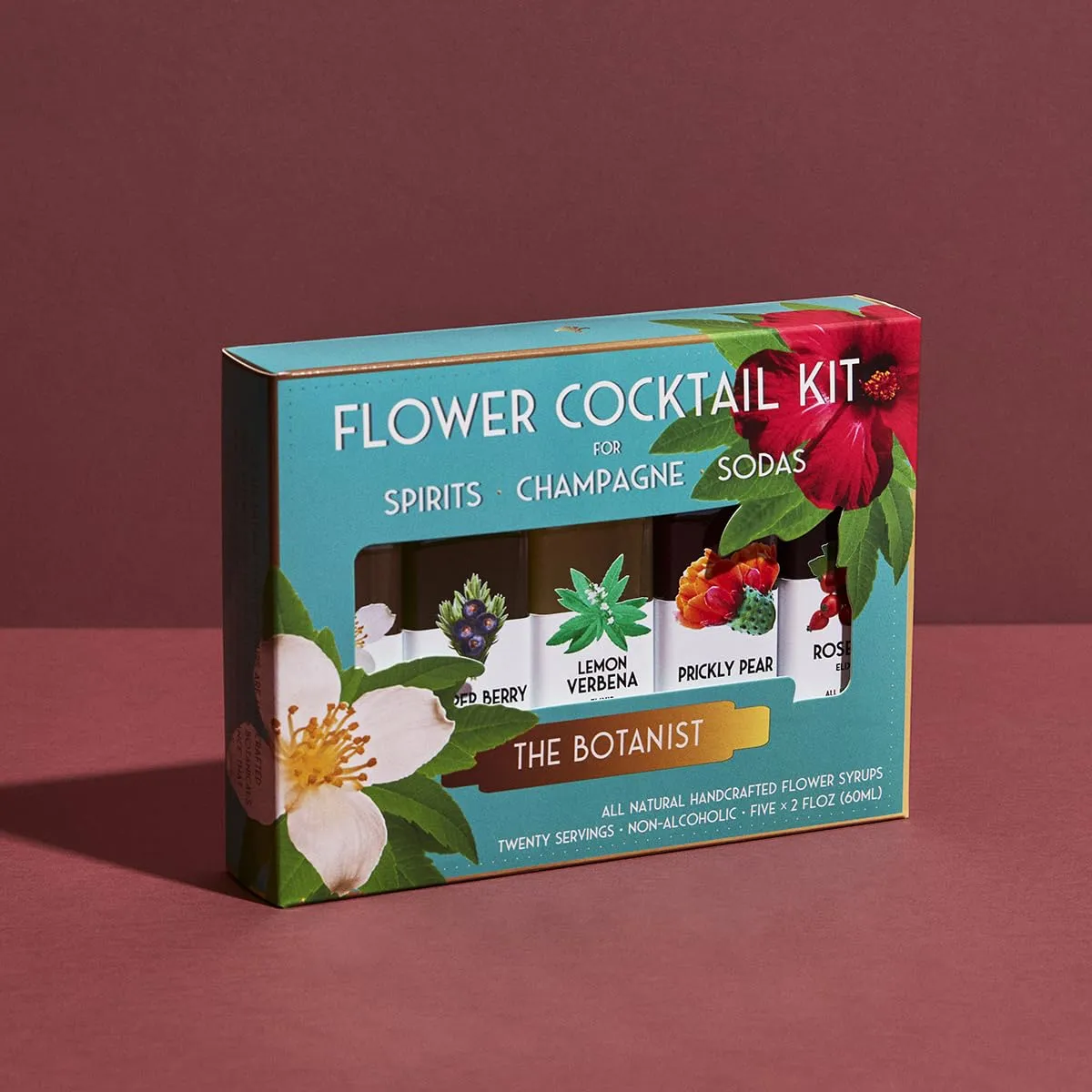 Floral Elixir Co. - All Natural Flower Syrup Cocktail Kit - Gift Set - Assortment of 5 (2 oz) Elixirs (The Botanist)