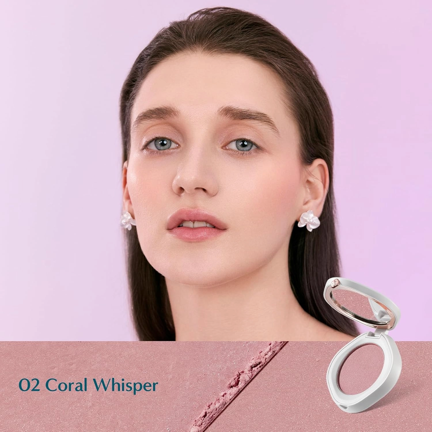 FLORASIS Ethereal Flush Smooth Powder Blush (Ode to Embroidery) (02 Coral Whisper, 1 Count)