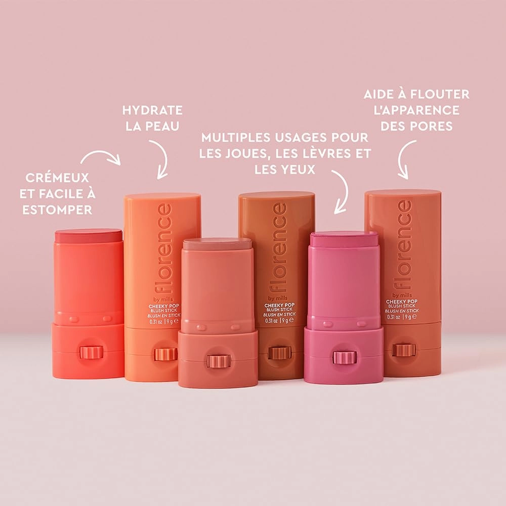 florence by mills Cheeky Pop Blush Stick, Iridescent Izzy (peach shimmer), 0.31 oz/ 9g