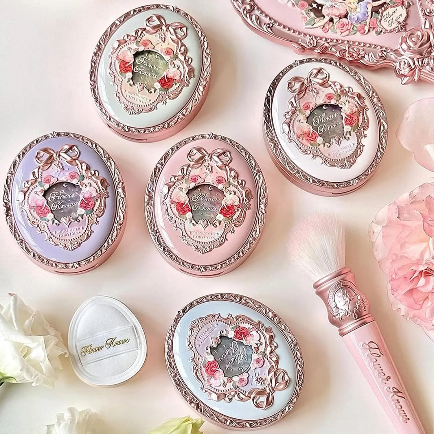 Flower Knows Midsummer Fairytales Velvet Embossed Blush,Peach Matte Finish,Buildable & Blendable Powder Blush for cheeks,Natural Flush for All Skin Tones(03 Ballet Fairy,5g)