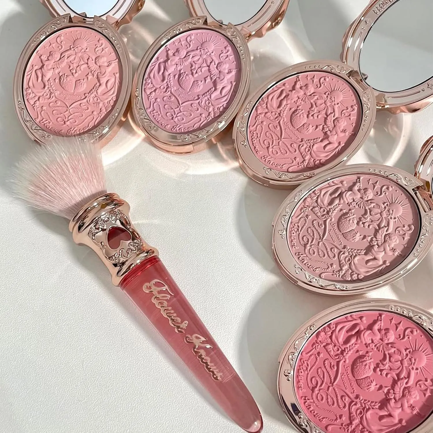 Flower Knows Strawberry Rococo Embossed Blush;Berry Matte Finish;Buildable & Blendable Powder Blush for cheeks,Highly Pigmented;Natural Flush for All Skin Tones(05 Berry Mary, 5g)