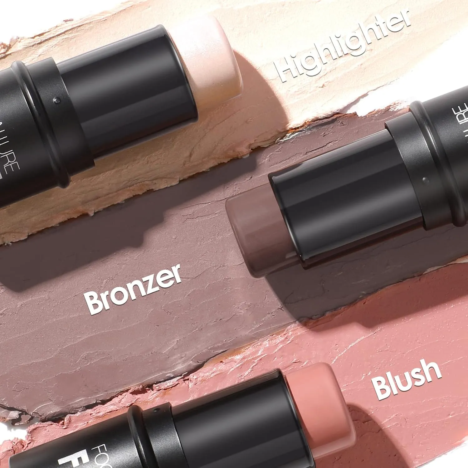 FOCALLURE 3 Pcs Cream Contour Sticks,Shades with Highlighter & Bronzer & Blush,Non-greasy Long-wear Face Contouring Pen,Easy to Sculpt the Face and Create a Lightweight Finishing Makeup,FAIR-LIGHT