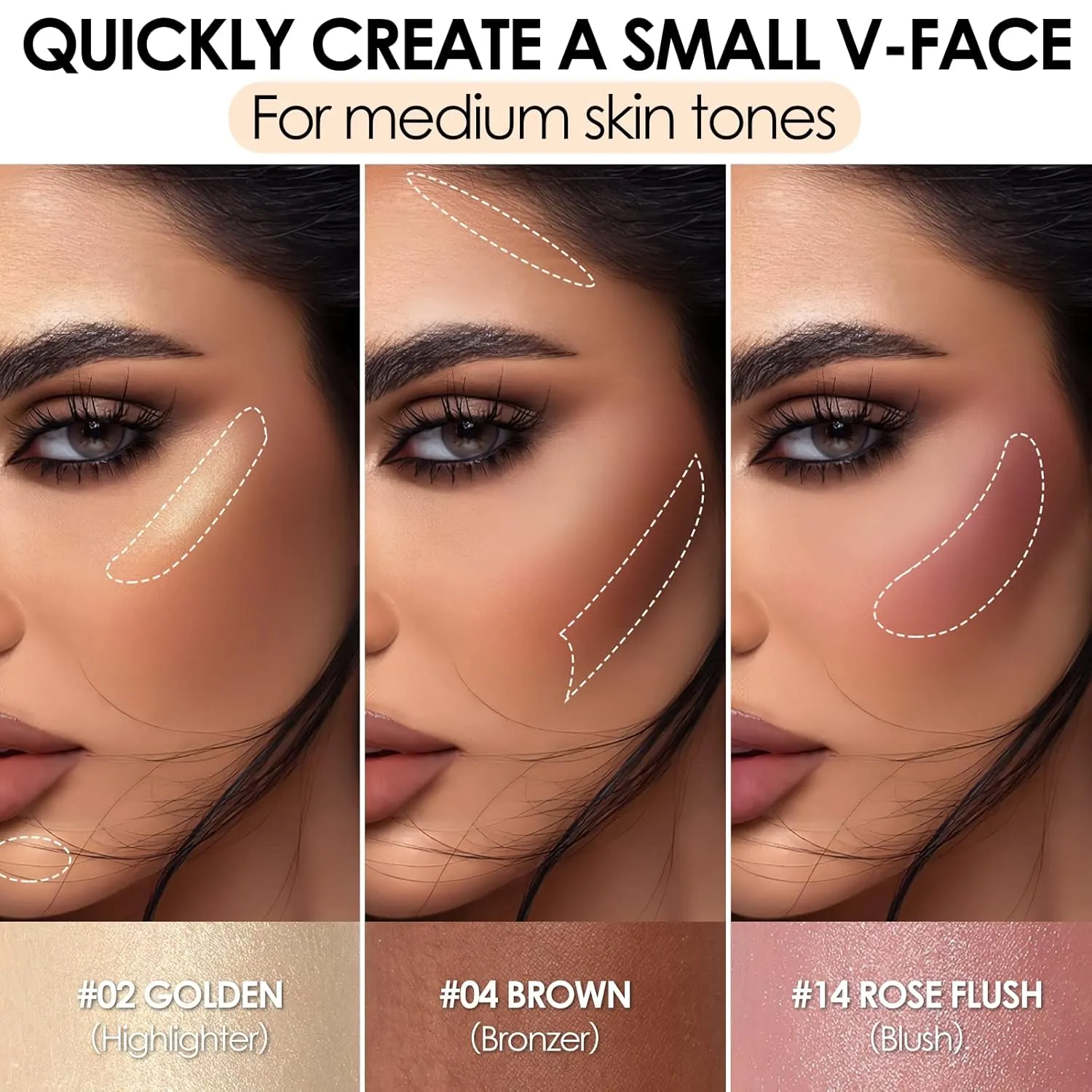 FOCALLURE 3 Pcs Cream Contour Sticks,Shades with Highlighter & Bronzer & Blush,Non-greasy Long-wear Face Contouring Pen,Easy to Sculpt the Face and Create a Lightweight Finishing Makeup,NEUTRAL