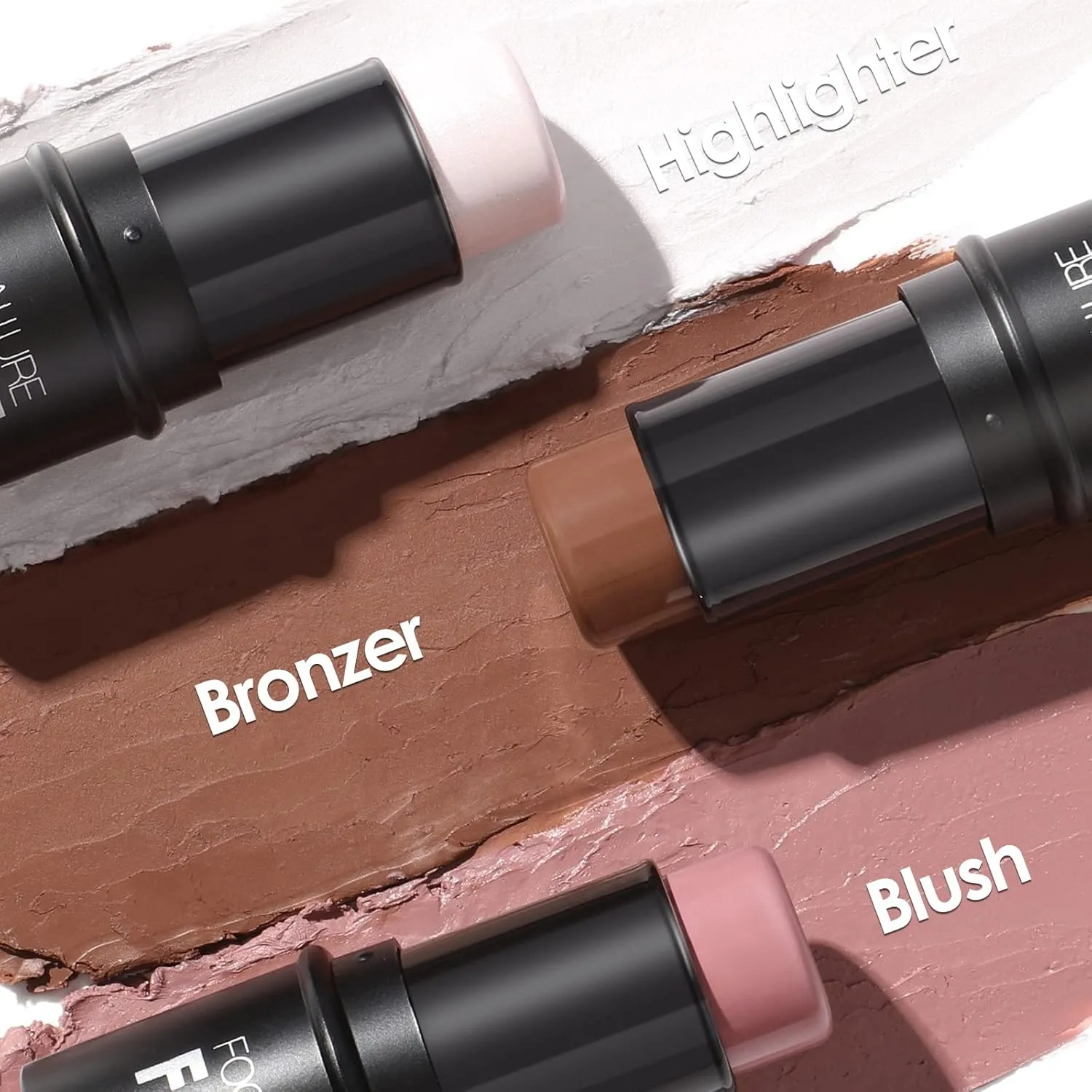 FOCALLURE 3 Pcs Cream Contour Sticks,Shades with Highlighter & Bronzer & Blush,Non-greasy Long-wear Face Contouring Pen,Easy to Sculpt the Face and Create a Lightweight Finishing Makeup,UNIVERSAl