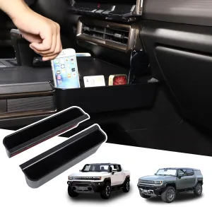 for Hummer EV Accessories Center Console Organizer New Gear Shifter Storage Box Compatible with 2022-2024-2025 Hummer EV SUV Truck Pickup Gear Shift Console Side Tray 2PCS (Black)