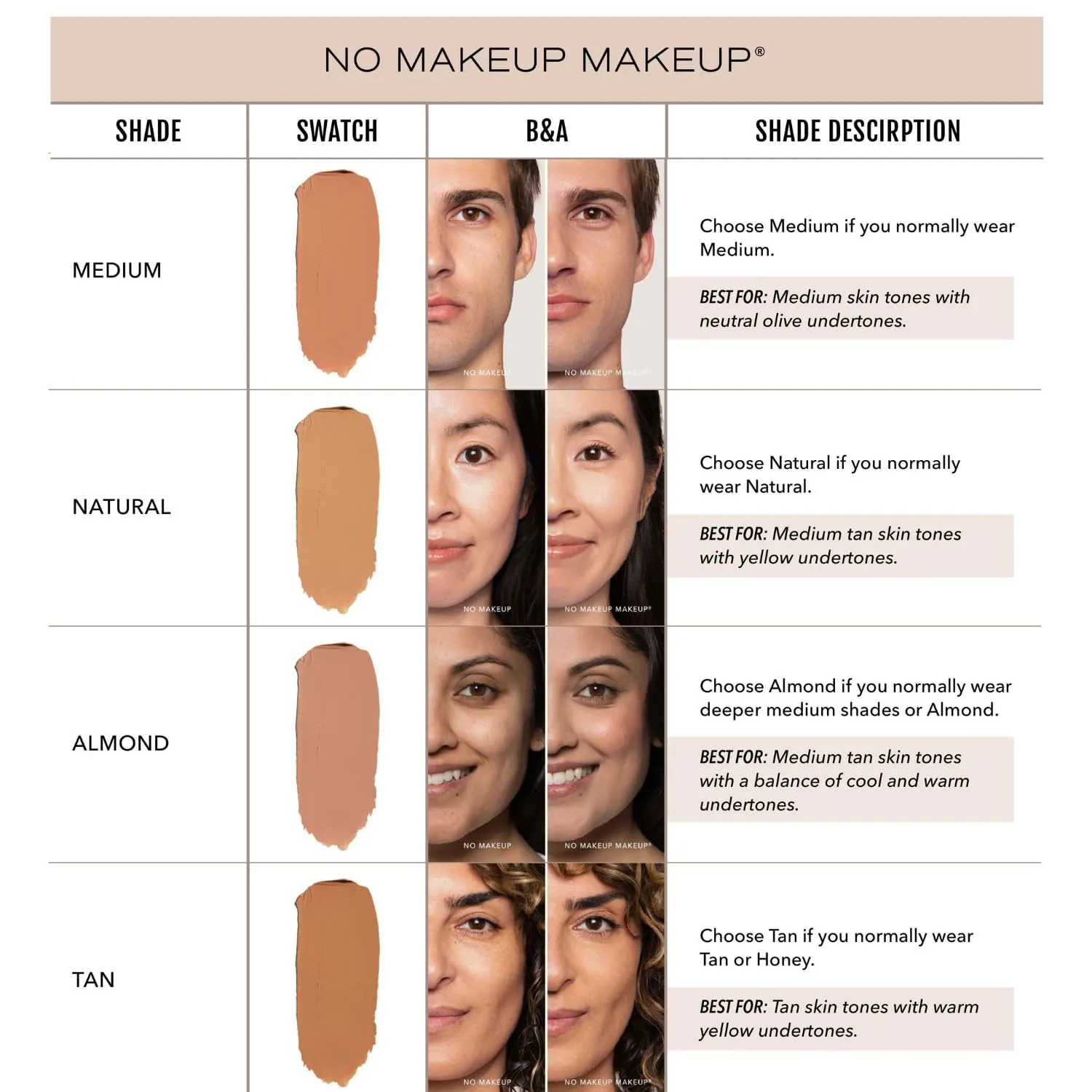Foundation by No Makeup Makeup | Conceal & Correct with Long-Lasting, Buildable Formula & Lightweight Soft Finish | Cruelty-Free, Vegan, Fragrance-Free | Natural