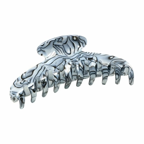 French Amie Contour Gray Magma Large 4 ¾” Handmade Cellulose Hair Grip Claw Clip Clamps Indoor Outdoor for Women and Girls for Thick Hairs (Gray Magma)