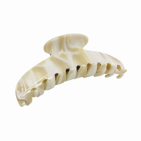 French Amie Contour Ivory Large 4 ¾” Handmade Cellulose Hair Grip Claw Clip Clamps Indoor Outdoor for Women and Girls for Thick Hairs (Ivory)