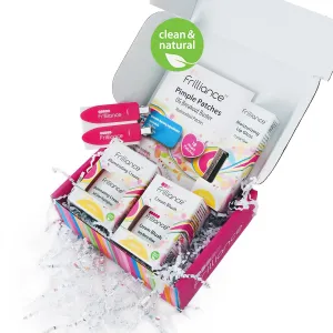 Frilliance Favorite's Teen Gift Beauty & Skincare Bundle, Pimple Patches, Clear Lip Gloss, Illuminating Cream & Very Berry Glow Blush, Creaseless Hair Clips, Natural Vegan Hypo-Allergenic Cruelty-Free
